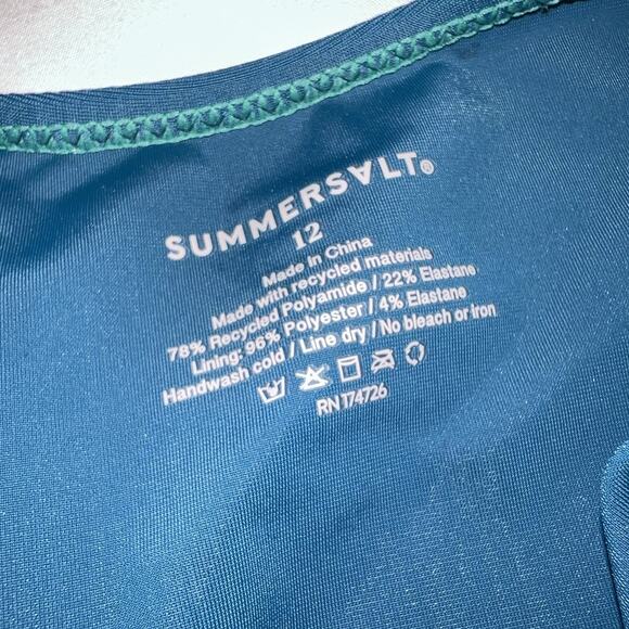 Summersalt THE SWAN DIVE Swimsuit Size 12 Great Teal Color block ONE PIECE NWT - Picture 14 of 14